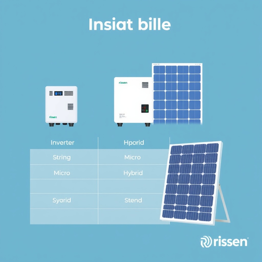 A simple table-like illustration showing three different inverter types (string