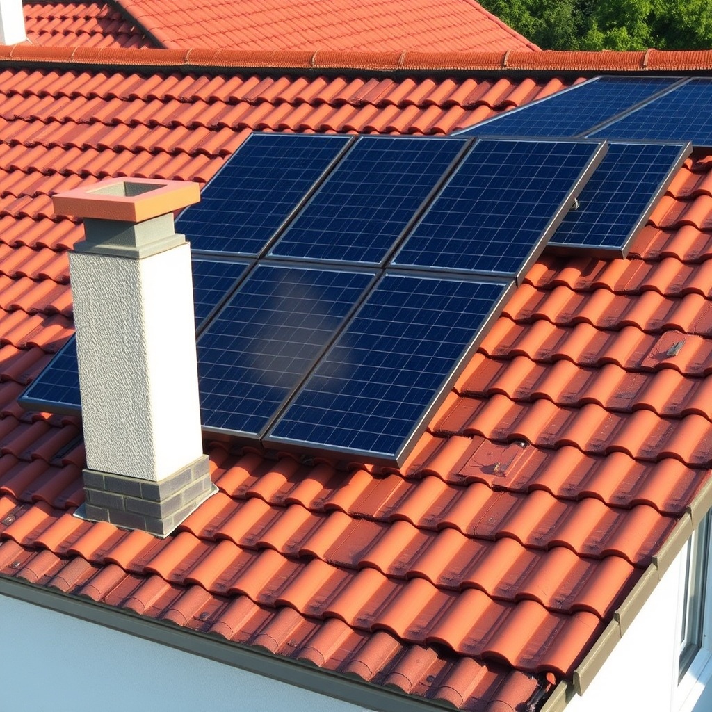 A real-life photo showing a row of installed Viessmann Vitovolt 300-M modules on a south-f